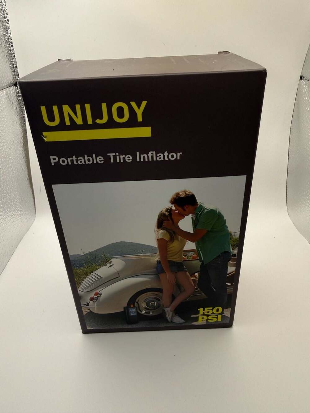 UNIJoy Portable Tire Inflator, 150 PSI, 12V DC Air Compressor with USB Cable and